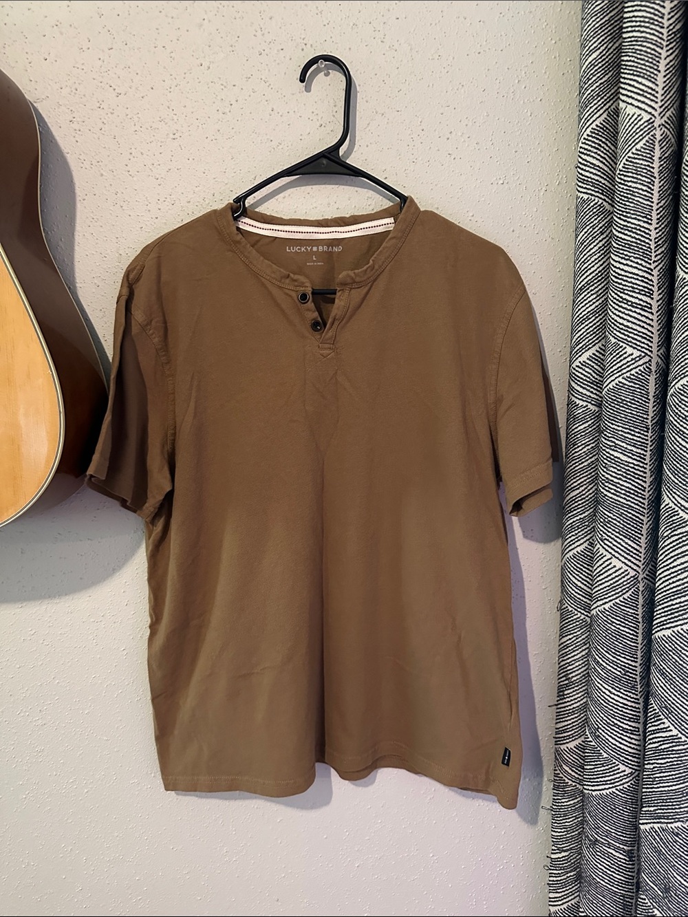 Lucky Brand Chestnut Brown Short Sleeve Henley Tee